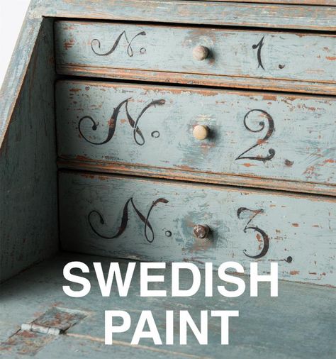 Swedish Paint Colors, Swedish Blue Paint, Swedish Painted Furniture, Swedish Paint, Covering Chairs, Gustavian Decor, Swedish Gustavian Furniture, Nordic Inspiration, Chippy Painted Furniture