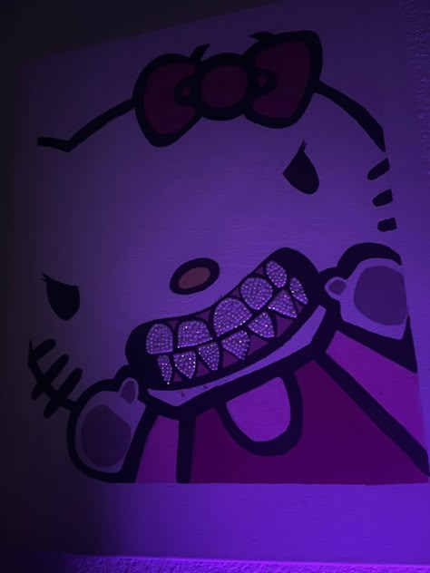 Grillz Painting, Drawing 2000s, Y2k Painting, Drawing Rainbow, Batman Painting, Hello Kitty Painting, Taekwondo Wallpaper, Painting Funny, Kitty Painting