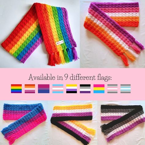 Crochet Pride Ideas, Crochet Pride Flag Pattern Free, Pride Crochet Patterns, Pride Knitting, Free Pride Crochet Patterns, Crochet Pride Patterns, Crochet Pride Flag Pattern, Lesbian Pride Crochet, Pride Flag Crochet