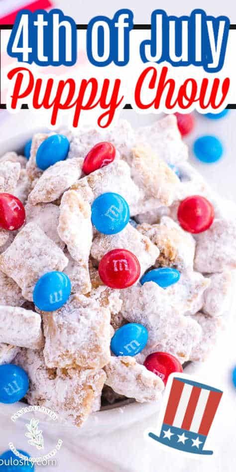 When needing 4th of July food and dessert ideas, this no-bake recipe is the perfect snack for all of the get-togethers and celebrations for the patriotic holiday! Blue Puppy Chow, Patriotic Puppy Chow, Homemade Puppy Chow, Patriotic Puppy, Puppy Chow Chex Mix Recipe, Blue Snacks, Chex Mix Puppy Chow, Watching Fireworks, July Desserts