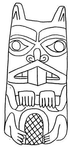 Beaver Totem by Fred Croydon - Beaver Totem Drawing - Beaver Totem ... Beaver Totem, Totem Pole Drawing, Totem Tiki, Native American Totem Poles, Totem Pole Art, Native American Totem, Totem Design, Wolf Sketch, Fest Temaer