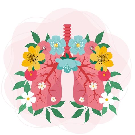 Lungs Flowers, Lungs And Flowers, Lungs Illustration, Lungs, Lungs With Flowers, Lungs Graphic Design, Healthy Lungs Drawing, Lungs Medical Illustration, Lungs Drawing