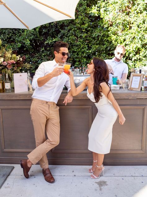 Party Dress With Sneakers, Sarah Hyland Wedding, Engagement Party Outfits, Backyard Engagement Party Decorations, Casual Engagement Party, Modern Family Sarah Hyland, Wells Adams, Couples Engagement Party, Lombardi House