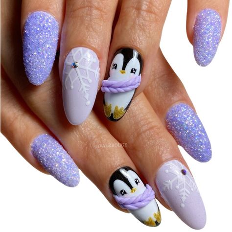 #nails #nailart #nailsofinstagram #u #manicure #beauty #nail #gelnails #nailsoftheday #nailsonfleek #nailstagram #nailsart #nailstyle #instanails #naildesign #acrylicnails #nailsdesign #inspire #naildesigns #love #nailswag #as #nailpolish #nailtech #unhas #gel #nailsnailsnails #nailartist #fashion #gelpolish Winter Polar Bear Nails, Pink Penguin Nails, Penguin Nails Designs, Winter Penguin Nails, Christmas Animal Nails, Penguin Nails Christmas, Penguin Christmas Nails, Purple Snowflake Nails, Penguin Nail Designs