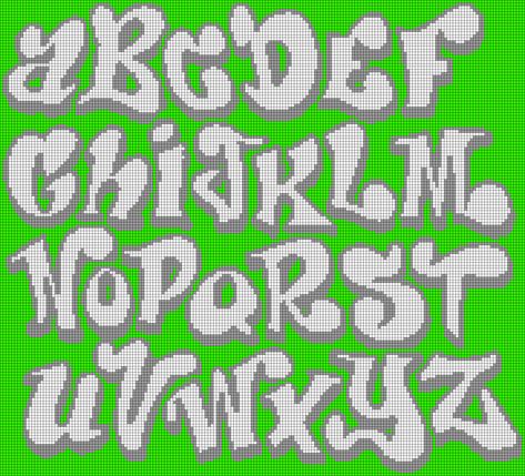 Alpha Patterns Alphabet, Letters Pixel Art, Pixel Letters Alphabet, Pixel Art Alphabet, Grid Letters, Pixel Art Letters, Alpha Bracelet Pattern, Free Graffiti Fonts, Alpha Bracelet