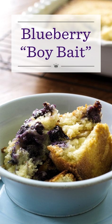 Blueberry Boy Bait Recipe | The folksy name of this blueberry dessert may be outdated, but our delicious Blueberry Boy Bait will still make the boys (and girls) come running. Blueberry Boyfriend Bait, Blueberry Boy Bait Recipe, Boyfriend Bait, Blueberry Desserts, Pastry Blender, Streusel Topping, Cake Batter, Fruit Desserts, Let Them Eat Cake