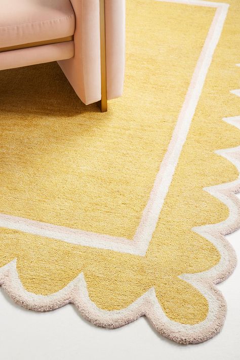 Hand-Tufted Scallop Rug | Anthropologie Rug Anthropologie, Scallop Rug, Calm Nursery, Kid Room Carpet, Area Rug Pad, Hanging Furniture, Carpet Size, Natural Fiber Rugs, Mellow Yellow