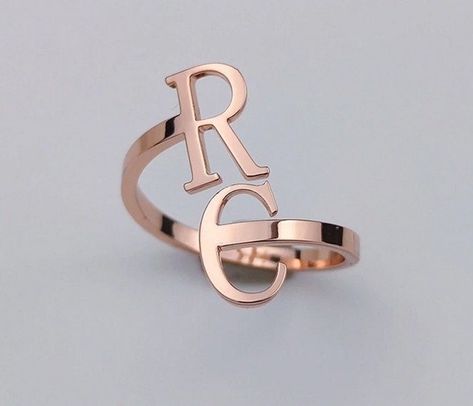 Jewelry Letter, Love Post, Letter Ring, Name Rings, Monogram Necklace, Initial Ring, Ring Dainty, Ring Metal, Online Earrings