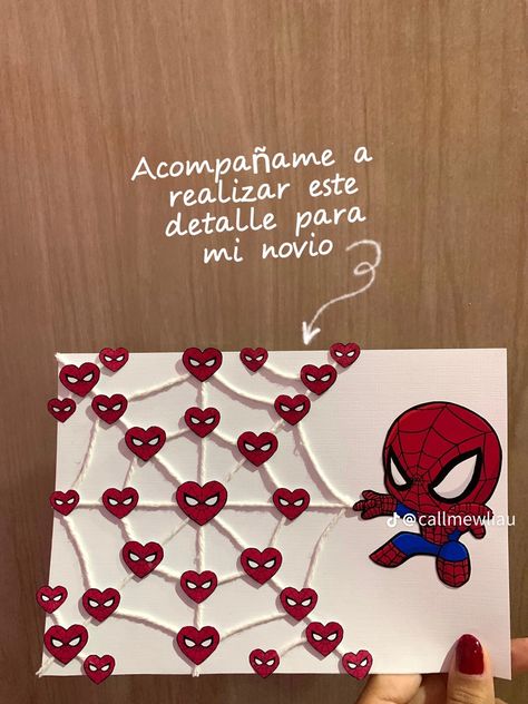 Card Gift For Boyfriend, B'day Gift For Boyfriend, Spiderman Bf Gift, Gift Ideas For Boyfriend Spiderman, Homemade Letter Ideas, Spiderman Gifts For Boyfriend Diy, Spiderman Card Ideas, Cute Gift For Bf, Gift Card Boyfriend