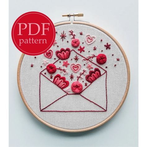 Valentines Embroidery Patterns, Valentine Embroidery, Diy Embroidery Kit, Basic Stitches, Sending Love, Pola Sulam, Embroidery Tutorial, Sewing Embroidery Designs, Hand Embroidery Art