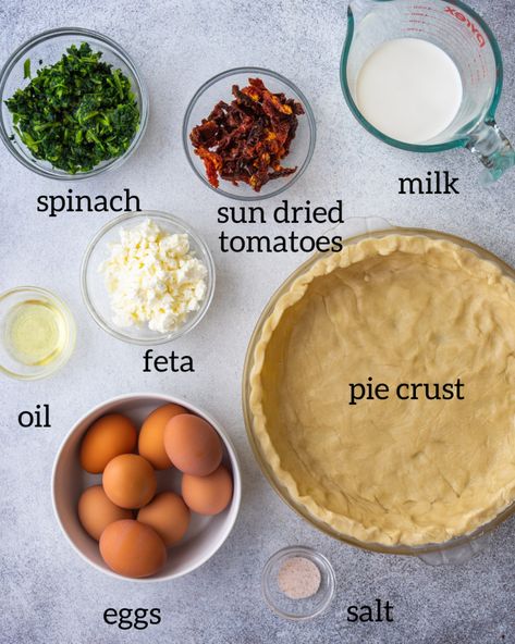 Sun Dried Tomato Quiche, Quiche Feta, Veggie Quiche Recipes, Spinach Feta Quiche, Vegetable Quiche Recipes, Gluten Free Quiche, Vegetarian Quiche, Tomato Quiche, Veggie Quiche