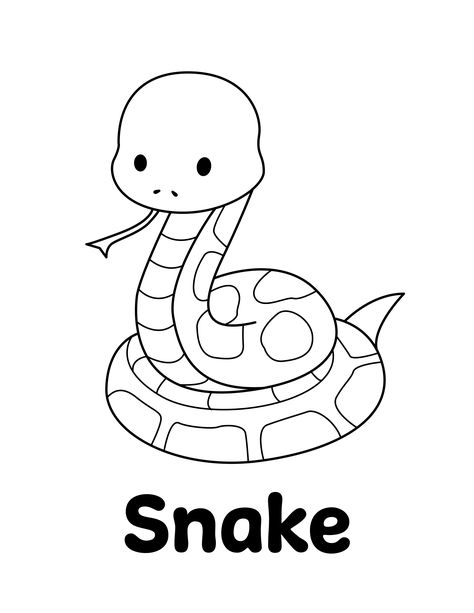 Snake Coloring Page from LittleBeeFamily.com Snake Outline, Chibi Coloring, Cartoon Snake, Zoo Animal Coloring Pages, Zoo Animal Crafts, Flamingo Pictures, Snake Coloring Pages, Flamingo Color, Snake Drawing