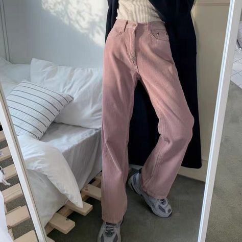 Straight Pants Outfit Casual, Pink Pants Outfit Spring, Straight Pants Outfit, Pink Pants Outfit, Corduroy Pants Outfit, Chinese Clothes, Summer Pants Outfits, Corduroy Pants Women, Outfit Looks