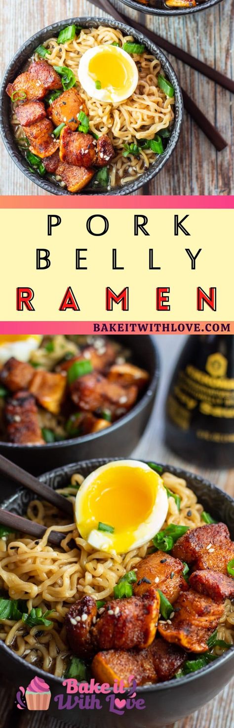 Homemade Ramen Pork Belly, Porkbelly Ramen Recipe, Best Ramen Bowl Recipe, Crispy Pork Belly Ramen, Traditional Ramen Bowl, Ramen Recipes Pork Belly, Pork Belly For Ramen Recipe, Ramen Pork Belly Recipes, Ramen Noodle Recipes Pork Belly