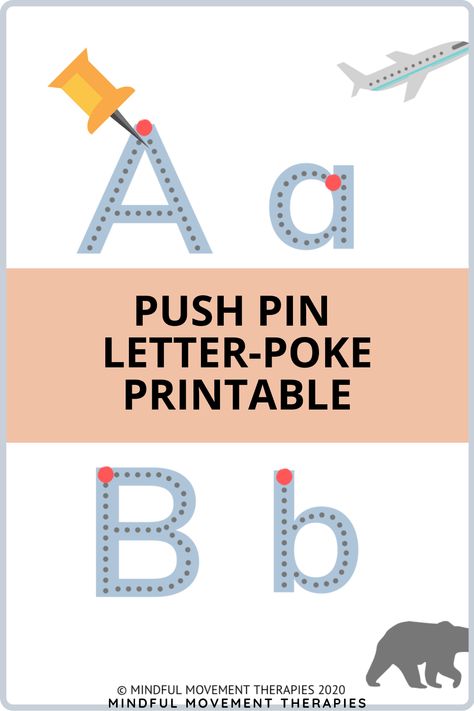 Make writing fun with this activity! Use a giant push pin to poke the dots and form the letters. Works on letter formation, fine motor skills, tripod grasp development, and visual motor integration. Free Letter Formation Printables, Tripod Grasp Activities, Pin Poke Printables Free, Letter Formation Printables, Letter Activities For Preschool, Number Writing Activities, Handwriting Preschool, Tk Classroom, Spring Kids Activities