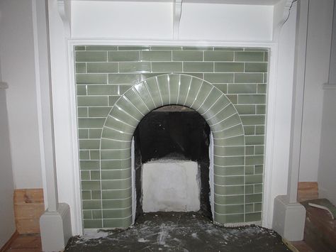 1920s Fireplace, 1930s Fireplace, Hearth Tiles, Art Deco Fireplace, Tall Fireplace, Gas Fireplace Insert, Fireplace Tile Surround, 1930s House, Art Deco Interior Design