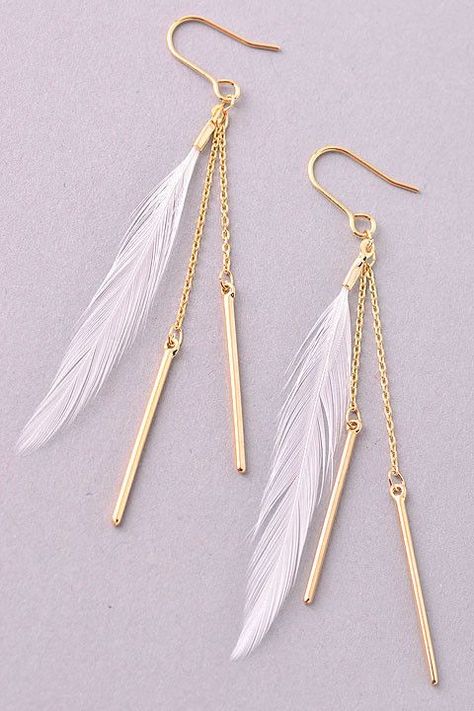 White Feather, Feather Jewelry, Fancy Jewellery, White Feathers, Fancy Jewelry, Fantasy Jewelry, Affordable Jewelry, Diy Schmuck, Girly Jewelry