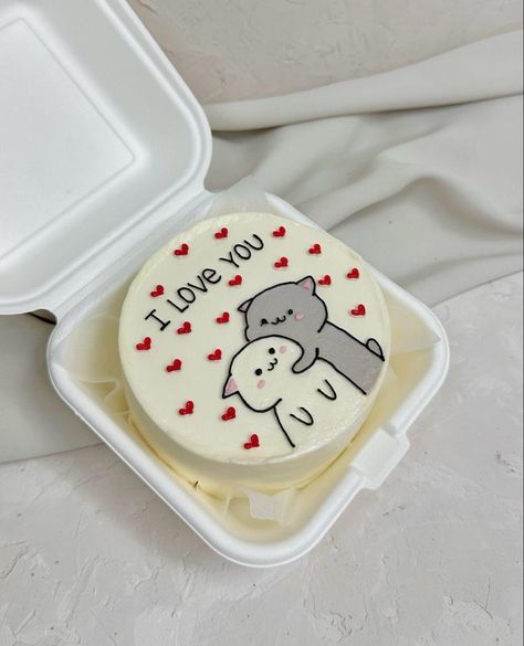 I Love You Bento Cake, Bento Cake Design For Boyfriend, Cake Recipes Easy, Birthday Cake For Boyfriend, Anniversary Cake Designs, Small Birthday Cakes, Cake For Boyfriend, Pumpkin Pancake Recipe, Happy Anniversary Cakes