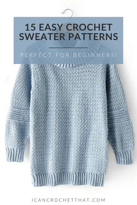 Easy Beginner Crochet Sweater Pattern, Easy Crochet Pullover Sweater, Easy Free Cardigan Crochet Pattern, Crochet Tunic Sweater Pattern Free, Easy Crocheted Sweater Patterns Free, Beginner Friendly Crochet Sweater, Winter Crochet Clothes Patterns, Crochet Womens Pullover Sweater Pattern Free, Crocheted Sweater Free Pattern