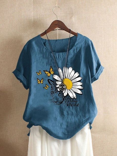 Fabric Painting On Clothes, Paint Shirts, Flower Alphabet, T Shirt Painting, Painted Clothes, Alphabet Print, Elegant Shirt, Sleeves (women), Print Blouse