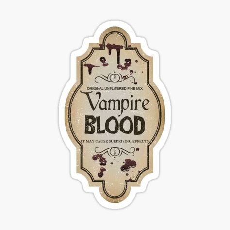 "Apothecary Labels as Stickers" Sticker by VanessaMeseguer | Redbubble Vampire Stickers, Diy Halloween Bottles, Halloween Labels Printable, Vampire Decor, Imprimibles Halloween, Fantasy Words, Vampire Blood, Apothecary Labels, Potion Labels