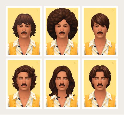 70s Hair Men, 1970s Hair, 1920 Hair, 1970s Hairstyles, Sims 4 Decades Challenge, The Sims 4 Pc, 70s Men, 80s Men, Pelo Sims