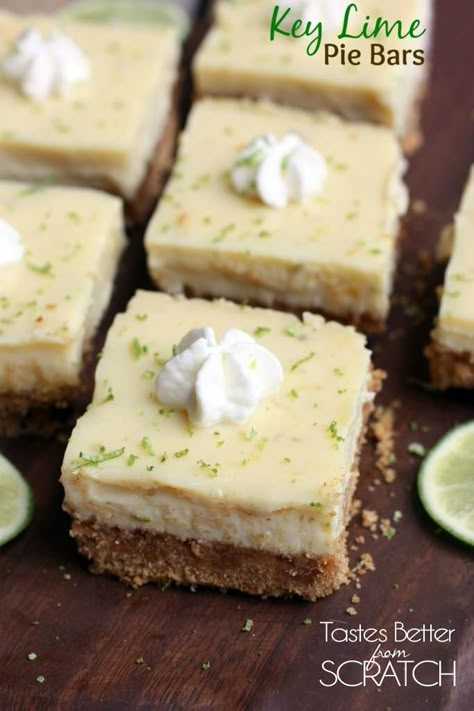 Key Lime Recipes, Key Lime Bars, Key Lime Desserts, Key Lime Pie Bars, Bakers Delight, Lime Desserts, Tastes Better From Scratch, Pie Bar Recipes, Lime Bars