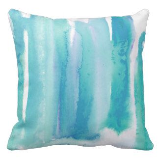 Teal Blue Turquoise Green Wash Watercolor Pillow Turquoise Living Room Decor, Living Room Turquoise, Teal Throw Pillows, Turquoise Decor, Blue Glass Bottles, Watercolor Pillows, Watercolor Ombre, Geometric Cushions, Blue Furniture