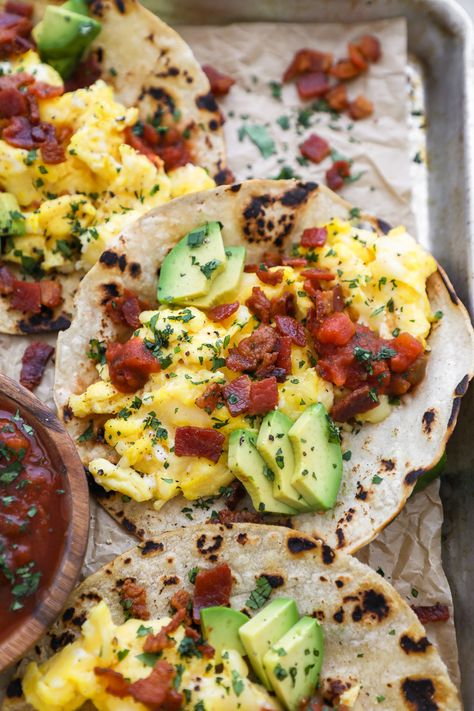 Easy Breakfast Tacos with Bacon & Avocado - Kalefornia Kravings Avocado Aesthetic, Croissants Breakfast, Breakfast Tacos Recipe, Avocado Toast Breakfast, Bacon Avocado, Bacon Breakfast, Breakfast Tacos, Lifestyle Ideas, Breakfast Meal Prep