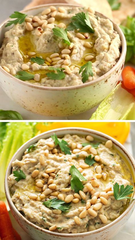 Eggplant Spread, Baba Ganoush Recipe, Arabisk Mad, Mediterranean Appetizers, Babaganoush Recipe, Easy Eggplant, Roasted Eggplant Dip, Baba Ganoush, Roasted Eggplant