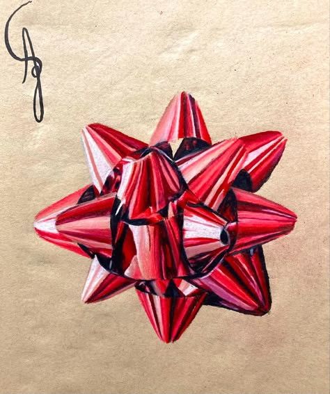 Art Christmas Bows Drawing, Christmas Bow Drawing, Christmas Pencil Drawings, Elf Christmas Makeup, Christmas Sketch Ideas, Christmas Ornament Art, Window Art Ideas, Colored Pencil Ideas, Colored Pencil Lessons