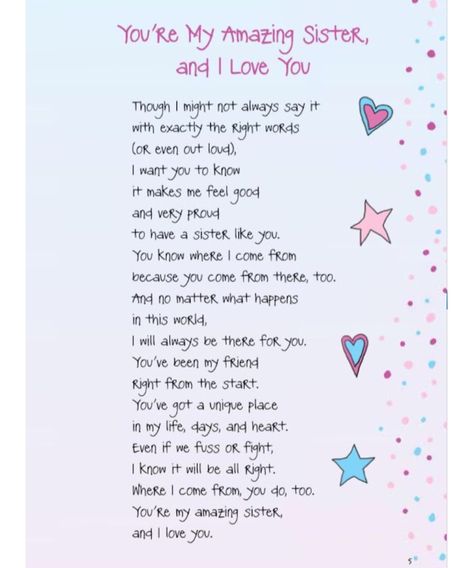 Sister Quotes Sentimental, Emotional Letter To Sister, Poem For My Sister, Valentines Day Sister, Poems For My Sister, Happy Valentines Day Sister, Letter To Sister, Fun Poems, Shaadi Ideas