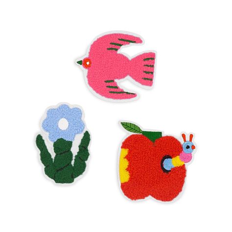 ban.do Chenille Sticker Pack, Assorted  Take your sticker game to a whole new fuzzy level. This set includes three stickers - including a bird, flower, and cute little worm apple. Just remove backing and stick!        Textured chenille fabric     Self-adhesive     Each sticker measures approximately 3" x 2" Journaling Kits, Halloween Illustration, Paper Craft Supplies, Personalized Journal, Chenille Fabric, Scrapbook Albums, Sticker Pack, Sticker Book, Scrapbook Paper Crafts