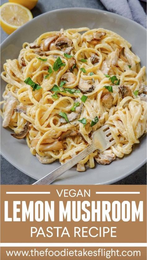 Mushroom Tetrazzini, Mushroom Recipes Pasta, Vegan Mushroom, Lemon Pasta, Mushroom Pasta, Vegan Kitchen, Vegan Pasta, Vegan Recipe, Vegan Cooking