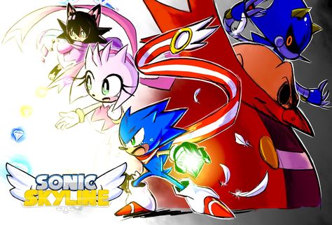 Sonic Skyline. Sonic the hedgehog. Sonic Skyline, Sonic Collection, Skyline Wallpaper, Sonic Images, Sonic Heroes, Sonic Fan Characters, Blue Hedgehog, Sonic Adventure, Hedgehog Art