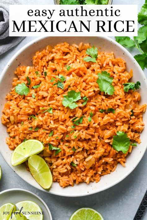 This Mexican rice recipe is easy to make in 30 minutes! It's bold, flavorful and even more delicious than your favorite restaurant. Mexican Rice Recipe For A Large Crowd, Mexican Rice Recipe Rice Cooker, Slow Cooker Mexican Rice, Simple Mexican Rice, Mexican Rice Side Dish, Tex Mex Rice, Healthy Mexican Rice, Easy Mexican Rice Recipe, Cast Iron Recipes Dinner