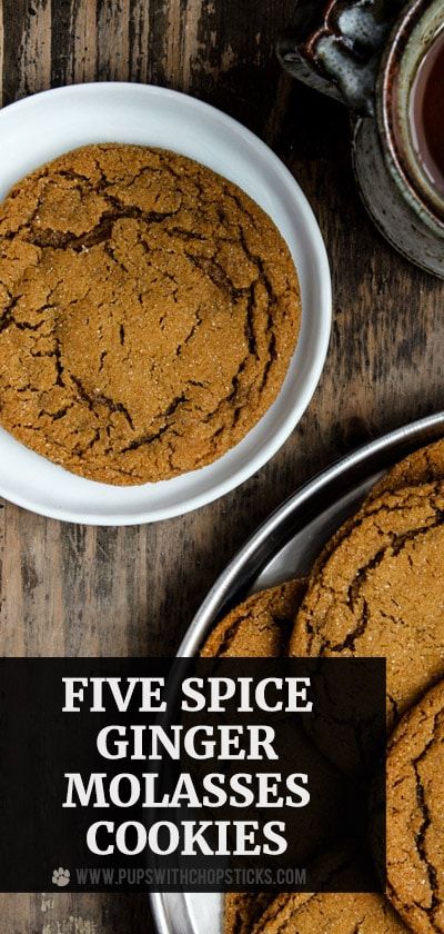 Chewy Five Spice Ginger Molasses Cookies Chinese Five Spice Cookies, Chinese Five Spice Powder, Chinese 5 Spice, Molasses Cookies Recipe, Blackstrap Molasses, Ginger Molasses Cookies, Cookie Dough Balls, Molasses Cookies, Cookie Ball