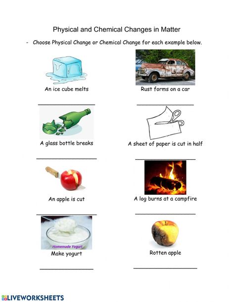 Chemical Changes Activities, Direct Variation, Physical And Chemical Changes, Changes In Matter, Chemical Change, Matter Activities, Chemical And Physical Changes, States Of Matter Worksheet, Classroom Preparation