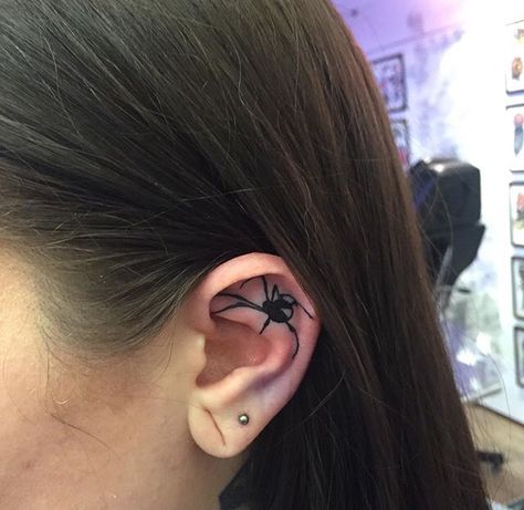 Inner Ear Tattoo, Tattoo Behind Ear, Spider Web Tattoo, G Tattoo, Web Tattoo, Sigil Tattoo, Inner Ear, Spider Tattoo, Dark Tattoo