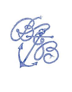 Nautical Monogram Idea  Monogramming now available at the shoppes at Ashley Carol in historic downtown Cornelius NC 704 892 4743 Nautical Logo, Nautical Inspiration, Fancy Letters, Embroidery Monogram, Monogram Styles, Nautical Fashion, Love Blue, Love To Shop, 로고 디자인