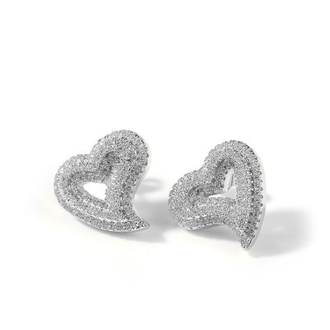 PRICES MAY VARY. Captivating Heart earring Design: Introducing our heart stud earrings, a blend of modern sophistication and romantic allure. The heart earring cubic zirconia centerpiece captures the essence of love and elegance, making these earrings a delightful addition to your accessory collection. Premium Material: The iced out love heart cz stud earrings are made of copper,925 sterling silver posts,18K gold/white gold-plated,hypoallergenic nickel free and lead free,safe for sensitive ear. Heart Shaped Diamond Earrings, Heart Earrings Silver, Stud Earrings Diamond, Black Gift Bags, Valentines Day Wedding, Gold Heart Earring, Heart Earring, Hollow Heart, Heart Stud Earrings