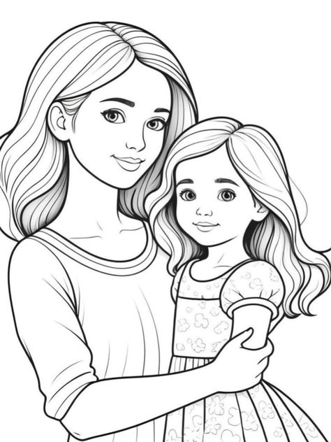 Mom And Daughter Drawing Cute, Mom And Daughter Coloring Pages, Mother Daughter Drawing Sketches, Mother And Daughter Drawing Sketches, Mom Daughter Drawing, Mom And Daughter Drawing, Mother And Daughter Drawing, Chibi Coloring, Mother Daughter Activities