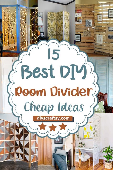 15 DIY Room Divider Ideas Cheap Room Divider Ideas Bedroom Kids, How To Divide A Room Ideas, Diy Room Divider Cheap, Dividing Rooms Without Walls, Shared Room Divider Ideas, Diy Room Divider Ideas, Room Divider Ideas Diy Cheap, Room Divider Ideas Bedroom, Small Bedroom Design Ideas