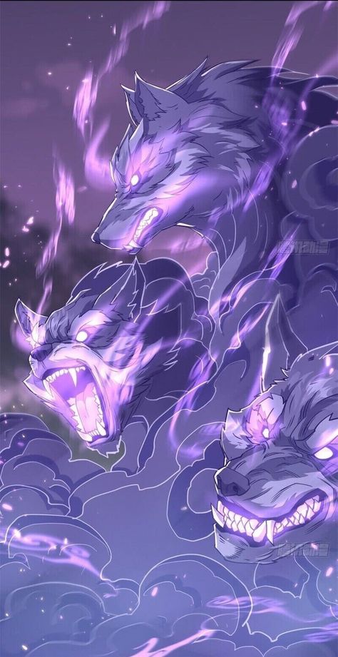 Animal Powers Aesthetic, Purple Wolf Aesthetic, Cerberus Aesthetic, Mythical Wolves, Mythical Wolf, Fantasy Wolves, Mystical Animals, Super Powers Art, Seni Dan Kraf