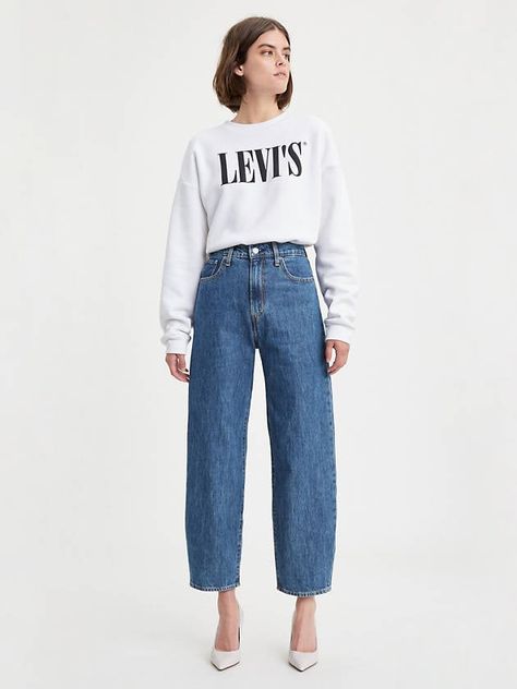 Levis Balloon Jeans Outfit, Levis Balloon Jeans, Balloon Jeans, Jean Trends, Loose Fit Jeans, Loose Jeans, Jeans Outfit, Denim Outfit, Jean Outfits