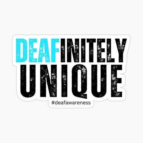 Get my art printed on awesome products. Support me at Redbubble #RBandME: https://www.redbubble.com/i/sticker/Deaf-Awareness-Deafinitely-Unique-by-DDCreates2/164184447.EJUG5?asc=u Deaf Aesthetic, Deaf Awareness, Cochlear Implant, Design Social Media, Unique Sticker, Awesome Products, My Art, Social Media, Media