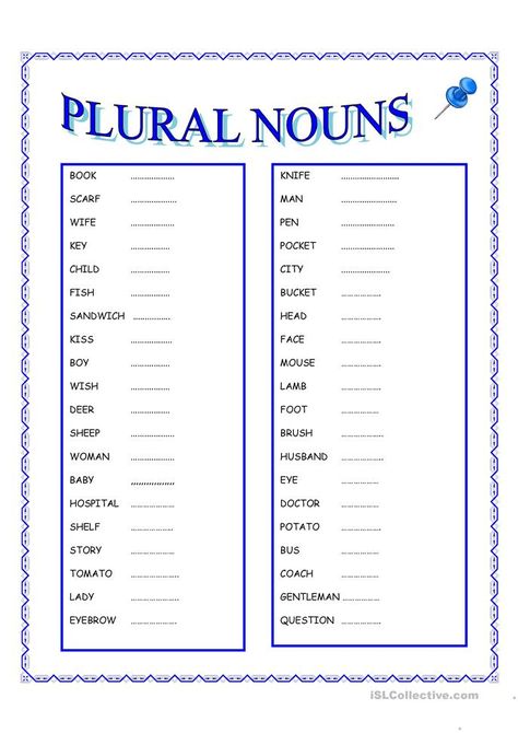 PLURAL NOUNS - English ESL Worksheets for distance learning and physical classrooms Regular Plural Nouns Worksheet, Regular And Irregular Nouns, Plural Of Nouns, Irregular Nouns, Plural Nouns Worksheet, Irregular Plural Nouns, Plural Noun, Irregular Plurals, Nouns Worksheet