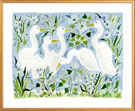 The "Herons by the Sea" Fine Art Print – Evelyn Henson Gouache And Watercolor, Evelyn Henson, Wedding Calendar, Angel Print, Herons, Needlepoint Pillows, By The Sea, Artist Art, Nursery Art