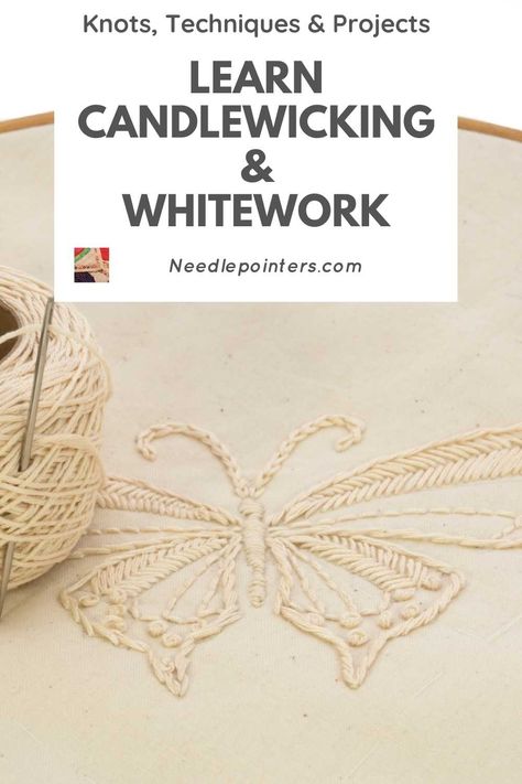 Candlewicking Patterns Free, Candlewicking Patterns, Candlewicking Quilts, Needlework Stitches, Candlewicking Embroidery, Hanging Craft Ideas, Basic Hand Embroidery Stitches, Embroidery Lessons, Hanging Craft