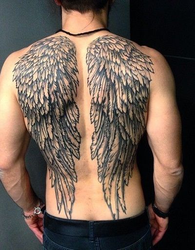 Latest 50 Men Angel Wings Tattoo Designs (2023) Angel Wings Back Tattoo, Angel Wings Chest Tattoo, Back Cross Tattoos, Wings Back Tattoo, Michael Core, Wings Tattoo Meaning, Angel Wings Tattoo On Back, Angel Back Tattoo, Wind Tattoo